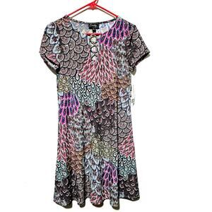 Everlily Midi Dress Women's Size S Paisley Multicolor Keyhole NWT Casual Office